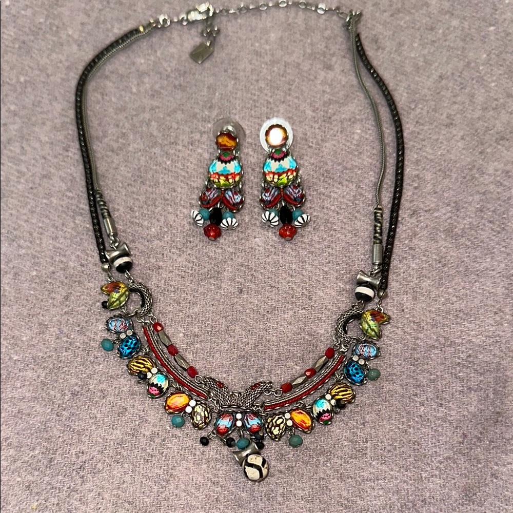 Colorful Beaded Necklace and Earring Set